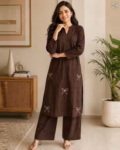 👗 NYRIKA Women Embroidered Straight Kurta & Palazzos Set