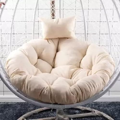 🛒 Falcon Crafts Cushion for Hanging Basket Polyester Round Shape Swing Chair Cushions for Outdoor Egg Swing Chair Garden Swing, Seat Padded Pillow Cushion (Cream)