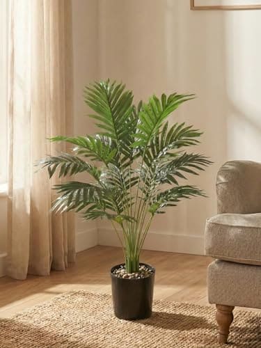 🛒 Garden Hub Natural | 18 Leaves Areca Palm | Ornamental Plant for Interior|| | Indoor Tropical Plant for Home/Shop/Office Decor/Gifting Artificial Plant Without Pot (75 Cm, Green)