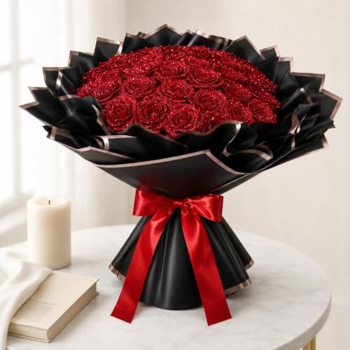 🛒 Handmade Red Rose Artificial Flower Bouquet | Large Romantic Rose Bouquet for Gifts, Anniversaries, Valentine’s Day, Birthday & Home Decor