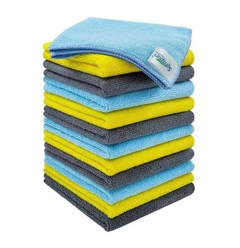 🛒 SOFTSPUN Microfiber Cleaning Cloths, 12pcs 30x30cms 220 GSM Multi-Colour! Highly Absorbent Lint and Streak Free Multi -Purpose Wash Cloth for Kitchen Window Stainless Steel Silverware.