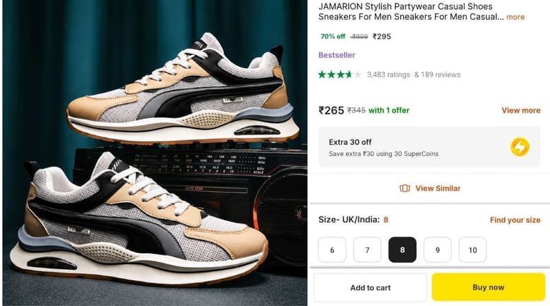 🔥  GRAB : Men's Sneakers at ₹295