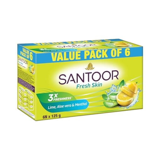 Santoor Fresh Skin Aloe Vera & Lime Bathing Soap with Nouris...