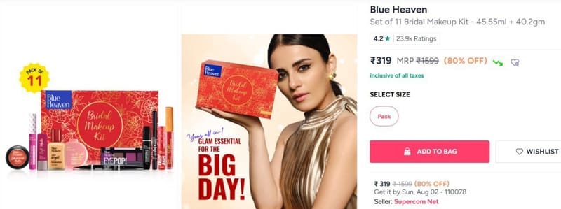 Myntra | 80% OFF Blue Heaven Makeup kit🔥