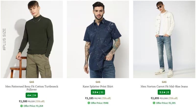 Ajio Loot : Upto 77% Off On GAS Clothing.