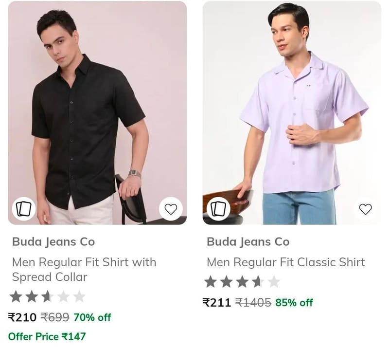 AJIO - Up to 85% Off on Buda Jeans Co Clothing