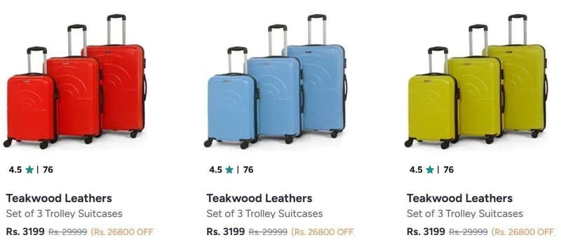 Teakwood Leathers Set Of 3 Suitcase @ ₹3199.