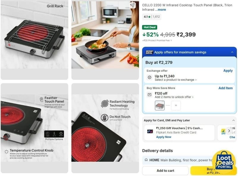 CELLO 2200W Infrared Cooktop @ ₹2399.
