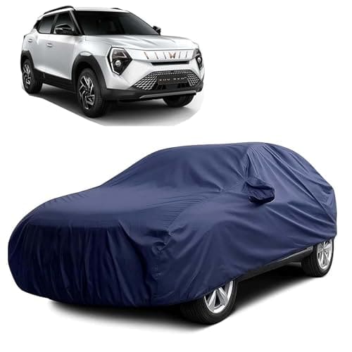 🛒 Sulfar 100% Water Resistant Car Body Cover Compatible with Mirror for Mahindra XUV 3XO EV (Triple Stitched, Full Bottom Elastic, Navy Blue)