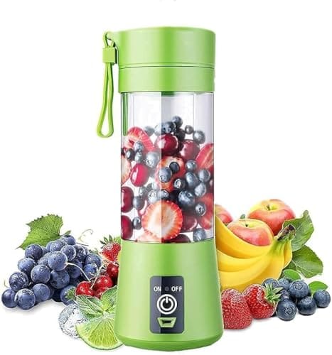 🛒 Portable 6-Blade Juicer Blender with Built-In Jar, Juice Mixer Bottle, Fruit Juice Machine, USB Rechargeable Personal Size Juicer Grinder for Juices, Kitchen Appliance for Protein & Milk Shakes (S2) (MultiColor)