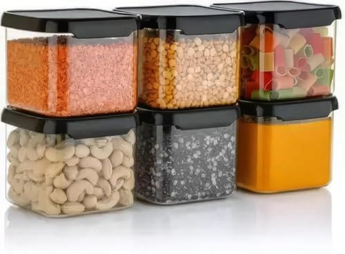 🛒 SATVIKAYA Air Tight Plastic Storage Containers Set for Kitchen | Pantry Organizers Kitchen Accessories Items,Fridge Storage Boxes | Leak-Proof, Durable, and Space-Saving (500 ML, 2)