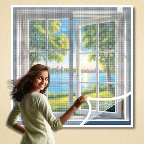 🛒 ARMORX Fixed Size Fiberglass Window Mosquito Net | Stitched with Fastener Tape | Windows/Door DIY Bug Insect Mesh | White - 50cm x 90cm
