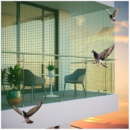 🛒 Bird Control Nylon Knotted Anti-Bird Net | UV Stabilized Multi Filament with Tying Ropes Attached | Cable Ties & Cup Hooks for Easy Installation | Green - 6ft x 12ft