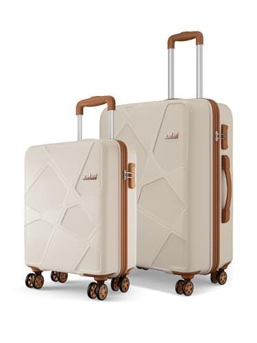 🛒 Safari Pentagon Pro 8 Wheels Set of 2, (Cabin + Medium) Trolley Bag, Hard Case Polypropylene, 360º Wheeling Luggage, Suitcase for Travel, Trolley Bags for Travel, Luxury Beige