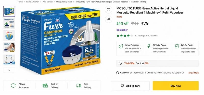 💥 MOSQUITO Machine & Refill Vaporiser Combo @ ₹79
