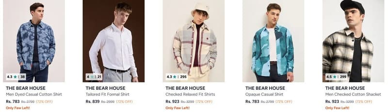 🔥 Myntra Loot – THE BEAR HOUSE Shirts 👔🔥