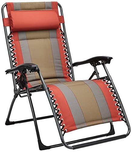 🛒 Amazon Basics Outdoor Padded Adjustable Zero Gravity Folding Reclining Lounge Chair with Pillow (Red)