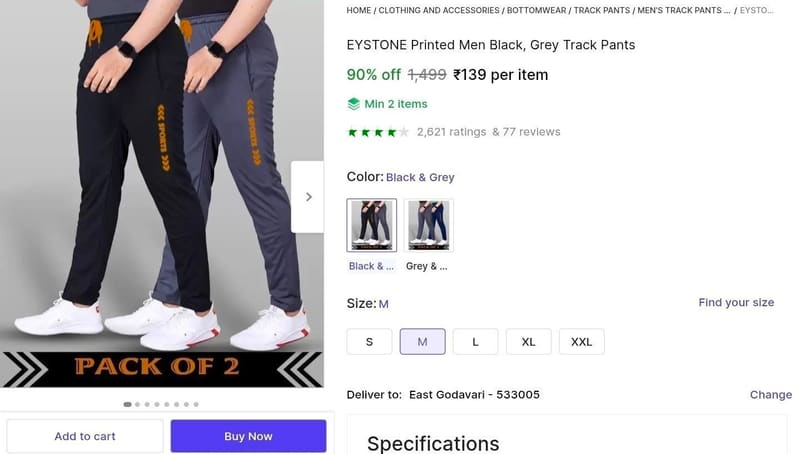 🔥  Men's Trackpant at ₹139 [Min.2]