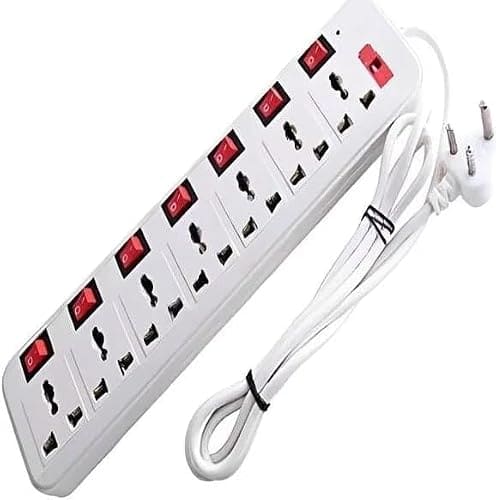 🛒 7 Universal Socket Extension Board with Each 7 Switchs, 3M Long Heavy Copper Wire