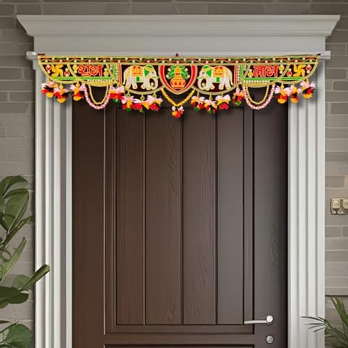 🛒 REPTUM DECOR Traditional Indian Toran Door Hanging, Elephant Kalash Design, Decorative Bandanwar for Home and Festival, Multicolour