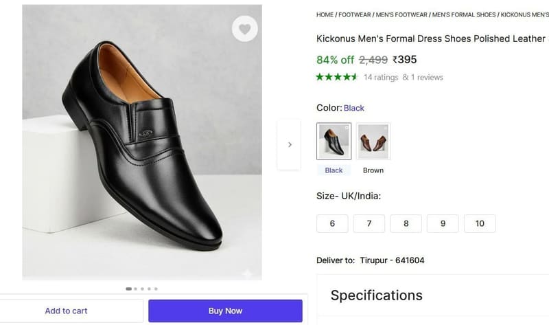 🔥  Men's Formal Dress Shoes @ ₹395