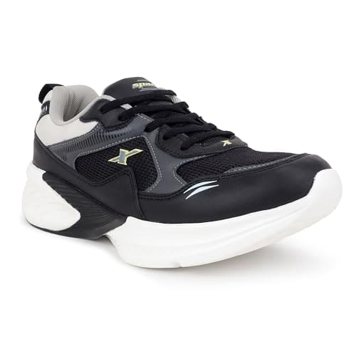 🛒 SPARX Sports Running Shoes for Men – Lightweight Breathable Lace-Up Athletic Shoes with Cushioned Comfort, Shock Absorption, Durable Grip, Flexible Sole & Everyday Walking Performance Black