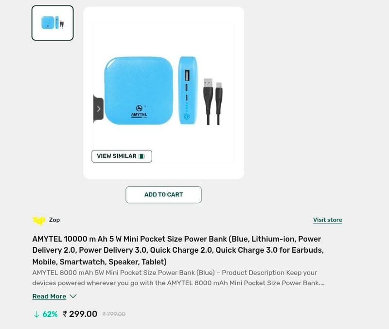 ONDC AMYTEL 10000mAh Mini Pocket Power Bank – Just ₹299! ⚡