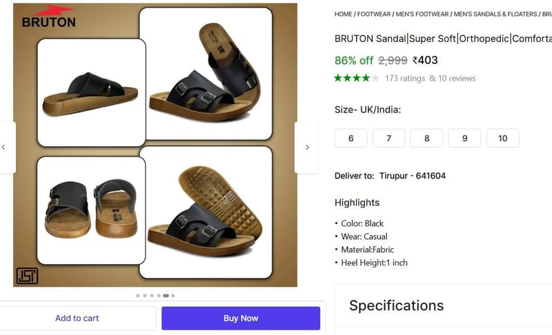 🔥  Men's Sandals @ ₹403