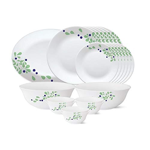 Larah by Borosil - Tiara Series, Foliage, 21 Pcs, Opalware D...