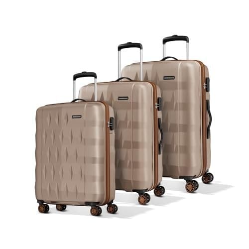 🛒 Aristocrat Comet Set of 3 (S+M+L) Hard Case Trolley Bags, Champagne