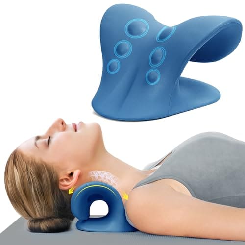 🛒 ComfortLife Neck Stretcher for Pain Relief, Neck and Shoulder Relaxer Cervical Neck Traction Device Pillow for TMJ Pain Relief… (Dark Blue)