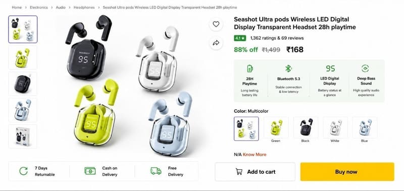 🔥 Ultra Pods @ ₹168