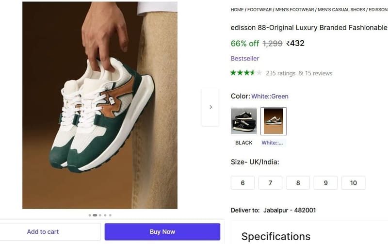 🔥  Luxury Branded Fashionable Sneakers @ ₹432