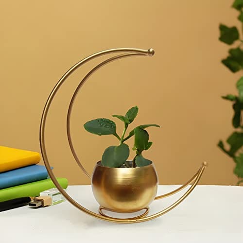 🛒 CraftVatika Geometric Metal Flower Vase Diwali Gift Items for Home Decoration Tabletop, Side Table, Living Room, Home Office Decoration, Home Decorative Items, Golden 18.5 CM Height (1 Box)