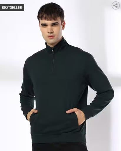 🔥 TEAMSPIRIT Men Regular Fit Half-Zip Sweatshirt 👕