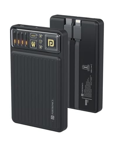 🛒 Portronics Luxcell Bind Mini 10k 10000mAh Nano Powerbank with 22.5W Fast Charging, in-Built Type C PD(Input & Output) /8 Pin Cable, LED Indicator, USB-A Mach Output, Compatible with Smartphones