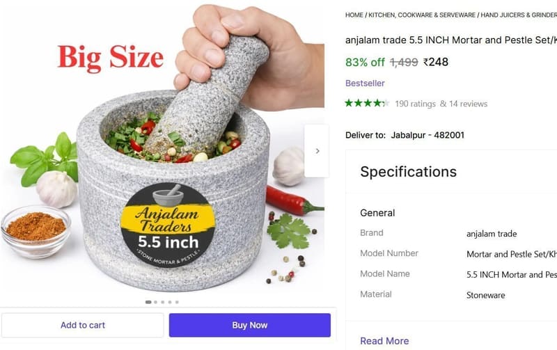 🔥  Stoneware Masher @ ₹248