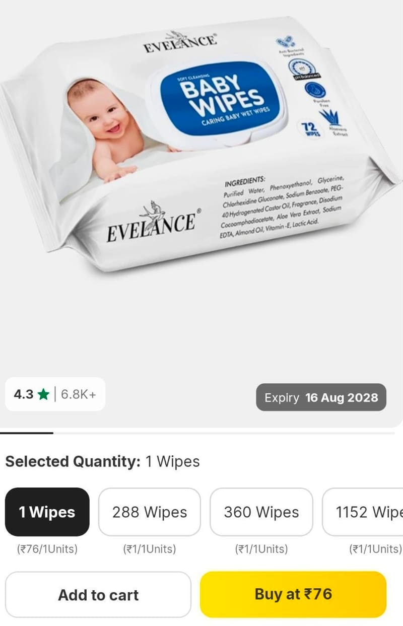 Flipkart Loot : Pack Of 72 Wipes @ Rs.76😱😱