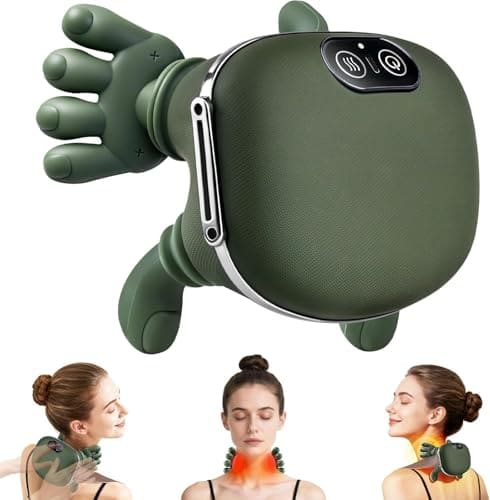 🛒 Bionic Heated Massager, Wireless Portable Shiatsu Neck and Back Massager, Electric Deep Tissue 4D Kneading Massage, Simulated Hand Design for Pain Relief and Muscle Relax for Adults.