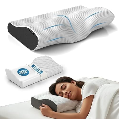 🛒 Lifelong Cervical Pillow for Neck Pain | Orthopedic Memory Foam Neck Pillow for Sleeping |Cervical Support for Spondylitis, Back & Shoulder Pain Relief |19x12x3.5 Inch| Comfortable Bed Pillow (LLCP05)