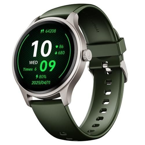 🛒 boAt Lunar Discovery Neo, 1.39" (3.5 cm) Round HD Display, Premium Metallic Finish, Animated Watchfaces, 100+ Sports Mode, Bluetooth Calling, Smart Watch for Men & Women (Olive Gold)