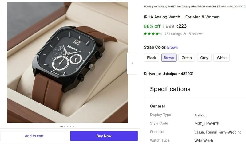 🔥  Analog Watch - For Men & Women @ ₹223