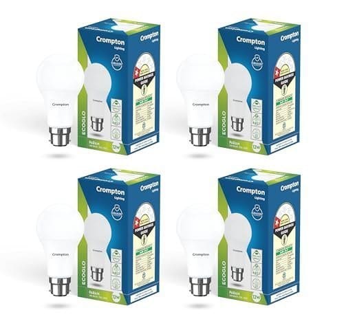 🛒 Crompton Param LED Bulb | 12W | Cool Day Light | B22 Base | 180 Degree Coverage | 4kV Surge Protection | 440V High Voltage Protection | Pack of 4