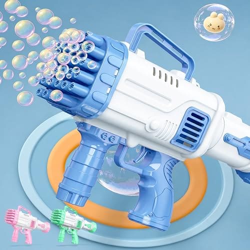 🛒 VGRASSP 32 Holes Bubble Maker Gatling Bubble Gun Machine Toy for Kids with Bubble Solution Indoor and Outdoor Toddlers Bubble Launcher Machine for Girls and Boys - Multicolor (Color As Per Stock)