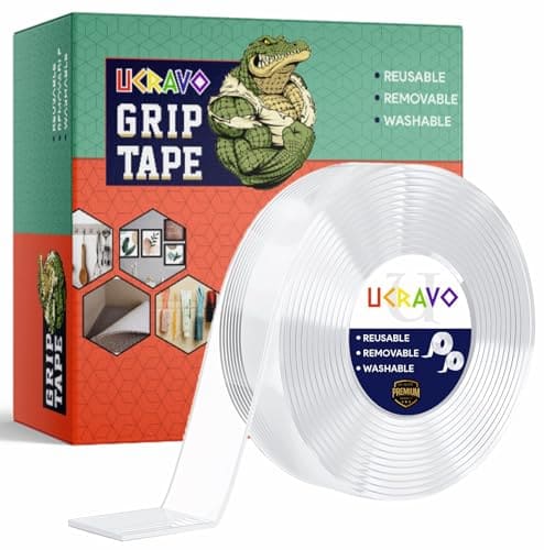 🛒 UCRAVO Double Sided Tape Heavy Duty - Multipurpose Removable Traceless Mounting Adhesive Tape for Walls，Washable Reusable Strong Sticky Strips Grip Tape