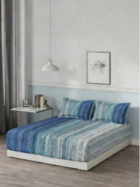 🔥 DDecor Blue Pure Cotton Abstract King Bedsheet (145 TC) + 2 Pillow Covers 🛏