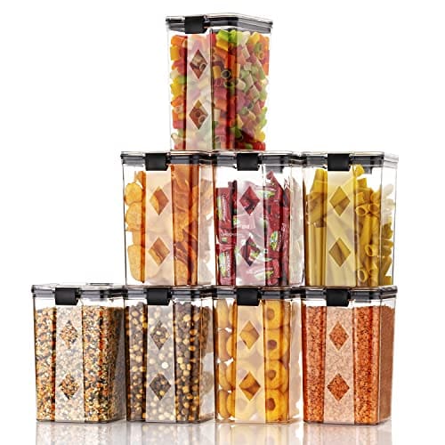 🛒 GOLWYN Polyethylene Terephthalate (PET) Airtight Containers Kitchen Storage Box, Food Storage Container, Stackable & Transparent Organizer Jars, Masala Dabba Container, Set of 6 (1200ml each)