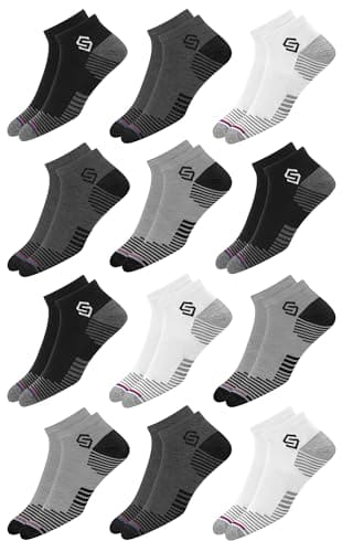 🛒 SWAGR 12 Pairs Sports Cotton Ankle Length Socks for Men, Pack of 12., Assorted