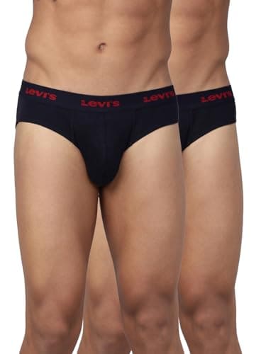 Levi's Men's Regular Fit Solid Cotton Brief (#002-BRIEF-NAVY...