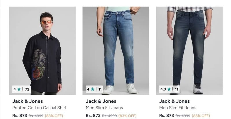 💥Myntra Loot : Upto 86% Off On Jack & Jones Clothing.